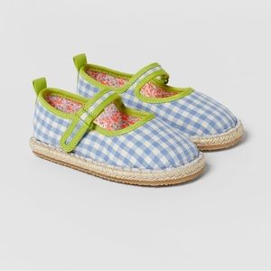ZARA COTTON GINGHAM MARY JANES